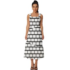 Bricks Wall Pattern Seamless Square Neckline Tiered Midi Dress by Maspions