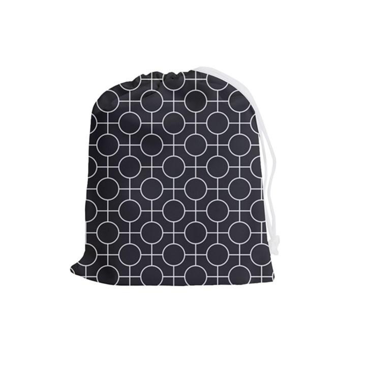 Geometric Pattern Design White Drawstring Pouch (Large)