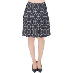 Geometric Pattern Design White Velvet High Waist Skirt