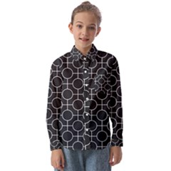 Geometric Pattern Design White Kids  Long Sleeve Shirt