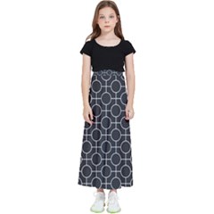 Geometric Pattern Design White Kids  Flared Maxi Skirt