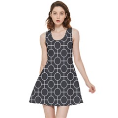 Geometric Pattern Design White Inside Out Reversible Sleeveless Dress