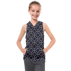 Geometric Pattern Design White Kids  Sleeveless Hoodie