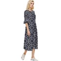 Geometric Pattern Design White Double Cuff Midi Dress View3