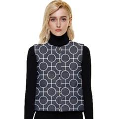 Geometric Pattern Design White Women s Button Up Puffer Vest