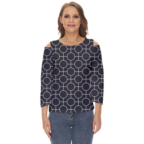 Geometric Pattern Design White Cut Out Wide Sleeve Top by Maspions