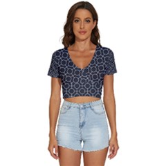 Geometric Pattern Design White V-neck Crop Top