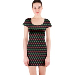 Geometric Pattern Design Line Short Sleeve Bodycon Dress