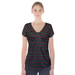 Geometric Pattern Design Line Short Sleeve Front Detail Top