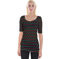 Geometric Pattern Design Line Wide Neckline T-shirt