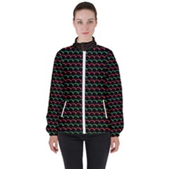 Geometric Pattern Design Line Women s High Neck Windbreaker by Maspions