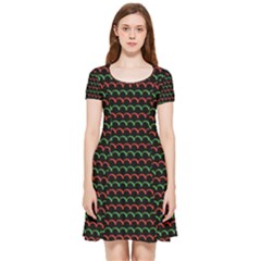 Geometric Pattern Design Line Inside Out Cap Sleeve Dress