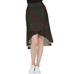 Geometric Pattern Design Line Frill Hi Low Chiffon Skirt