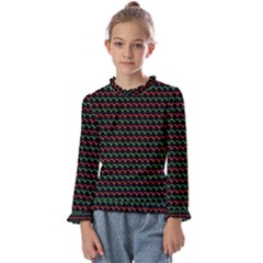 Geometric Pattern Design Line Kids  Frill Detail T-shirt