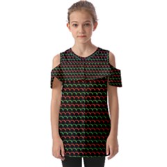 Geometric Pattern Design Line Fold Over Open Sleeve Top by Maspions