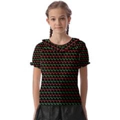 Geometric Pattern Design Line Kids  Frill Chiffon Blouse