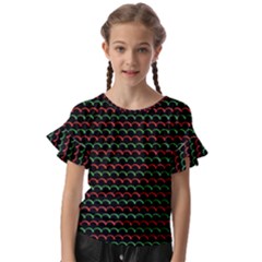 Geometric Pattern Design Line Kids  Cut Out Flutter Sleeves