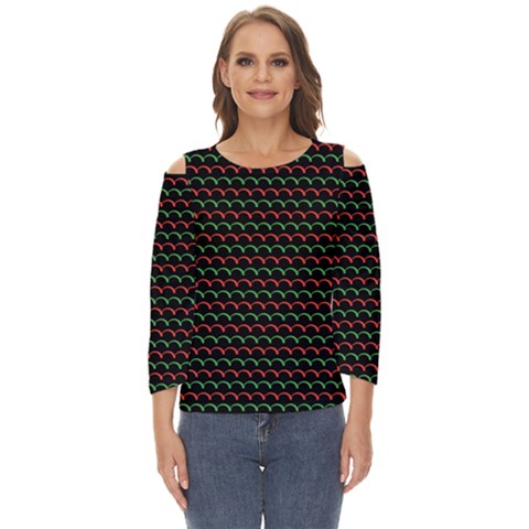 Geometric Pattern Design Line Cut Out Wide Sleeve Top by Maspions