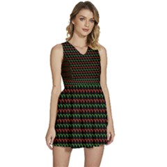 Geometric Pattern Design Line Sleeveless High Waist Mini Dress