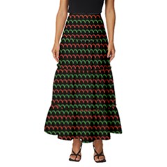 Geometric Pattern Design Line Tiered Ruffle Maxi Skirt by Maspions