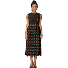 Geometric Pattern Design Line Sleeveless Round Neck Midi Dress by Maspions