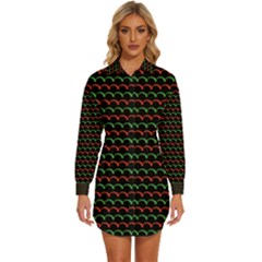 Geometric Pattern Design Line Womens Long Sleeve Shirt Dress