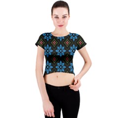 Flowers Pattern Floral Seamless Crew Neck Crop Top