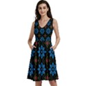 Flowers Pattern Floral Seamless Sleeveless V-Neck Skater Dress with Pockets View1