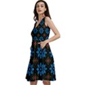 Flowers Pattern Floral Seamless Sleeveless V-Neck Skater Dress with Pockets View2