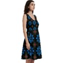 Flowers Pattern Floral Seamless Sleeveless V-Neck Skater Dress with Pockets View3