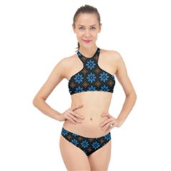 Flowers Pattern Floral Seamless High Neck Bikini Set