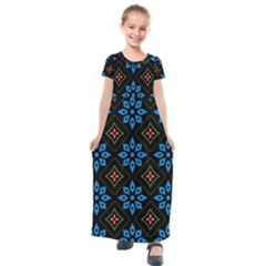 Flowers Pattern Floral Seamless Kids  Short Sleeve Maxi Dress by Maspions