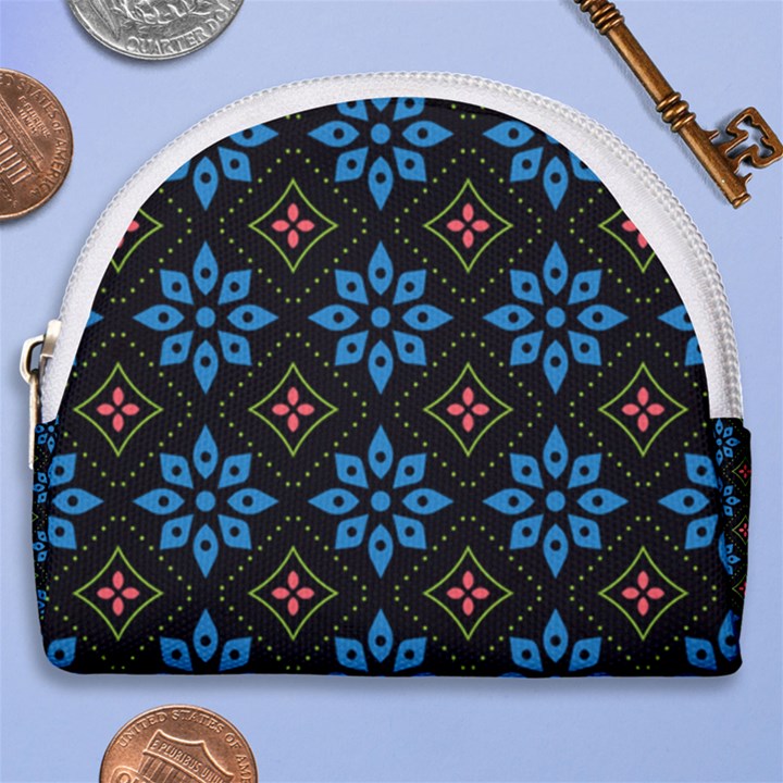 Flowers Pattern Floral Seamless Horseshoe Style Canvas Pouch