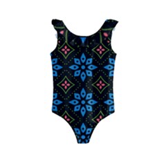 Flowers Pattern Floral Seamless Kids  Frill Swimsuit