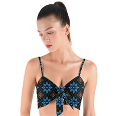 Flowers Pattern Floral Seamless Woven Tie Front Bralet