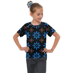 Flowers Pattern Floral Seamless Kids  Mesh Piece T-shirt