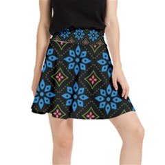 Flowers Pattern Floral Seamless Waistband Skirt