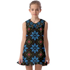 Flowers Pattern Floral Seamless Kids  Pilgrim Collar Ruffle Hem Dress by Maspions