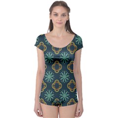 Flowers Pattern Design Abstract Boyleg Leotard 