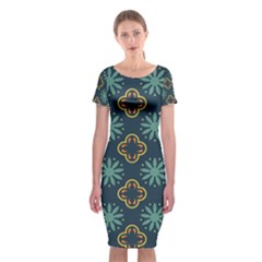 Flowers Pattern Design Abstract Classic Short Sleeve Midi Dress