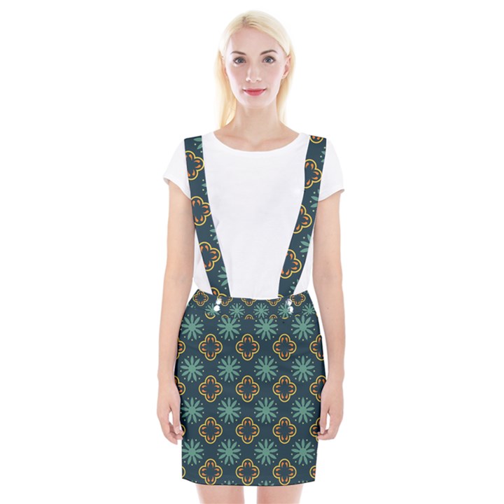 Flowers Pattern Design Abstract Braces Suspender Skirt