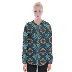 Flowers Pattern Design Abstract Womens Long Sleeve Shirt