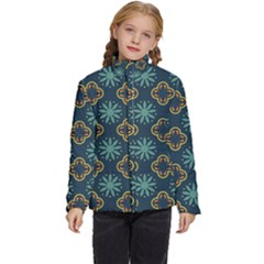 Flowers Pattern Design Abstract Kids  Puffer Bubble Jacket Coat