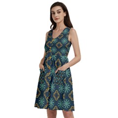 Flowers Pattern Design Abstract Sleeveless Dress With Pocket by Maspions