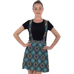 Flowers Pattern Design Abstract Velvet Suspender Skater Skirt