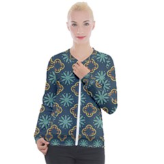 Flowers Pattern Design Abstract Casual Zip Up Jacket