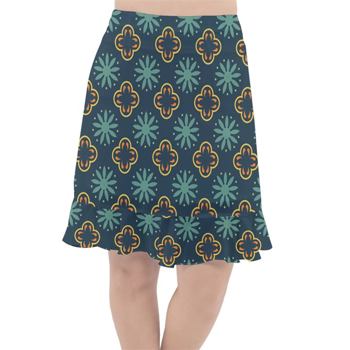 Flowers Pattern Design Abstract Fishtail Chiffon Skirt