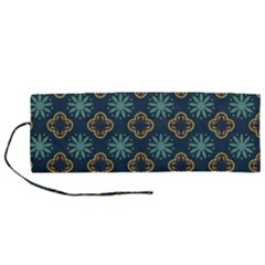 Flowers Pattern Design Abstract Roll Up Canvas Pencil Holder (m)