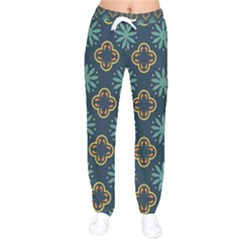 Flowers Pattern Design Abstract Women Velvet Drawstring Pants