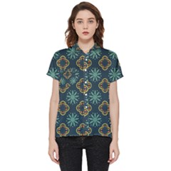 Flowers Pattern Design Abstract Short Sleeve Pocket Shirt